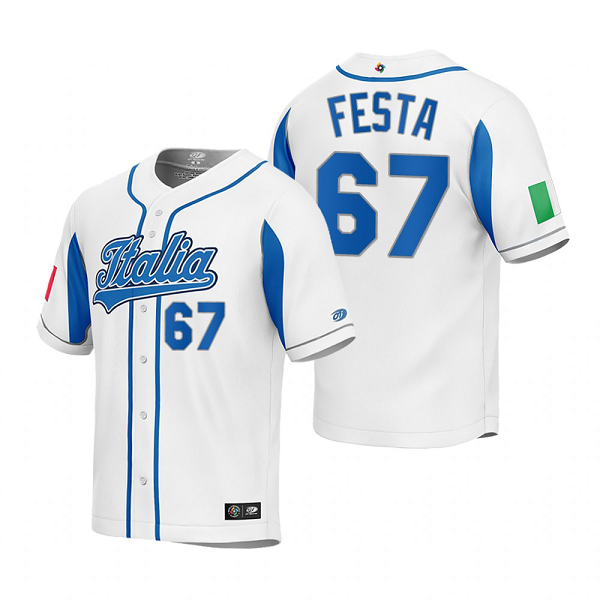 Italy Baseball Matt Festa White 2023 World Baseball Classic Jersey