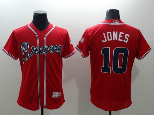 Atlanta Braves #10 Chipper Jones Red Flexbase Collection Stitched MLB Jersey