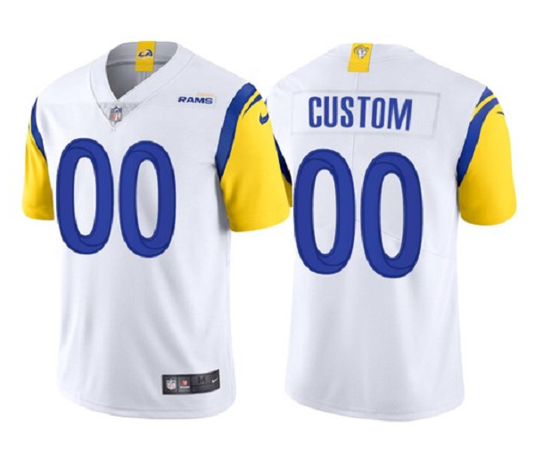 Men's Los Angeles Rams Custom 2021 White Vapor Limited Alternate Stitched NFL Jersey