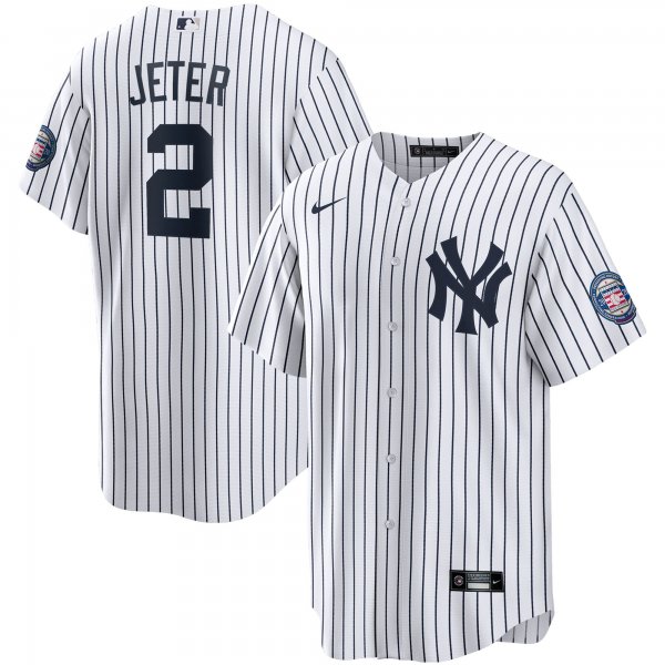 Men's New York Yankees Derek Jeter Nike White/Navy 2020 Hall of Fame Induction Home Replica Player Name Jersey