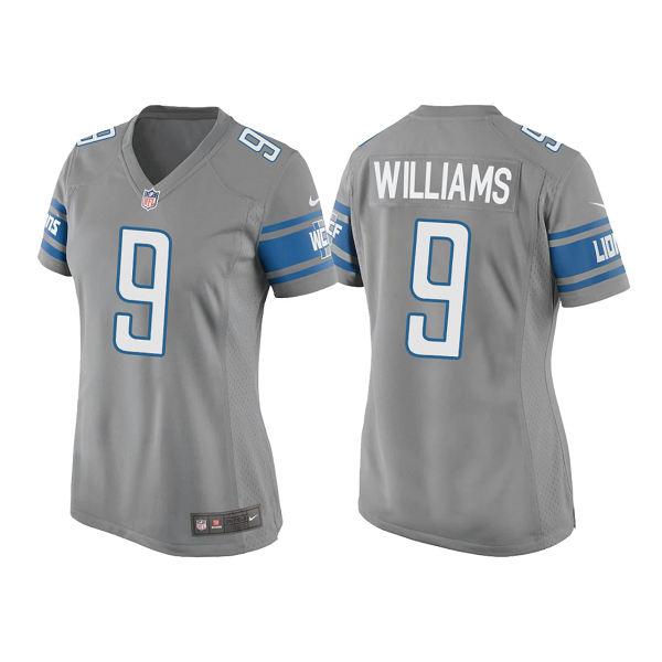 Women's Detroit Lions Jameson Williams #9 Grey 2022 NFL Draft Limited Jersey