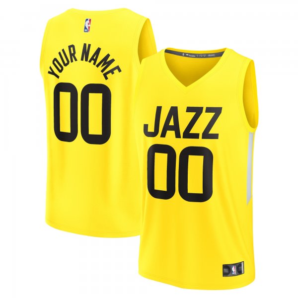 Men's Utah Jazz Fanatics Yellow Fast Break Replica Custom Jersey - Icon Edition