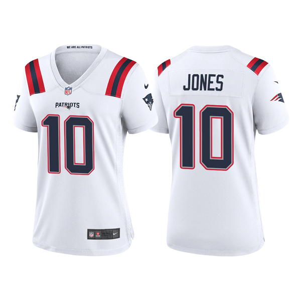 Women's New England Patriots #10 Mac Jones White 2021 NFL Draft Game Jersey