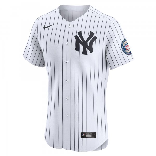 Men's New York Yankees Derek Jeter Nike White Home 2020 Hall of Fame Induction Patch Elite Player Jersey