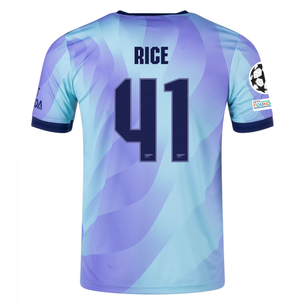 adidas Arsenal Declan Rice Third Jersey w/ Champions League Patches 24/25 (Clear Aqua/Light Flash Purple)