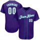 Men's Custom Purple White-Aqua Authentic Baseball Jersey