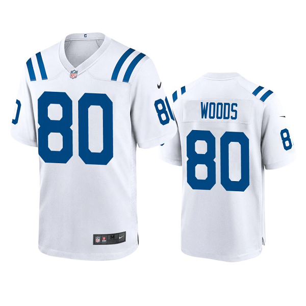 Men's Nike NFL Indianapolis Colts Jelani Woods #80 White Limited Jersey