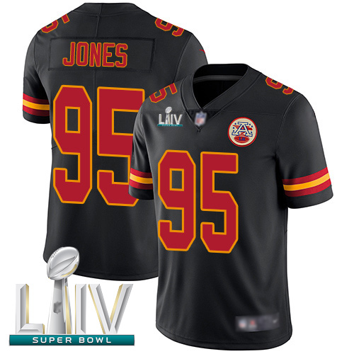 Kansas City Chiefs #95 Chris Jones Black Super Bowl LIV Bound Men's Stitched NFL Limited Rush Jersey