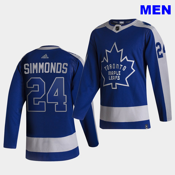 Men's Toronto Maple Leafs #24 Wayne Simmonds 2021 Reverse Retro Blue Special Edition Jersey