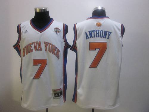 Men's New York Knicks #7 Carmelo Anthony White Latin Nights Stitched NBA Jersey