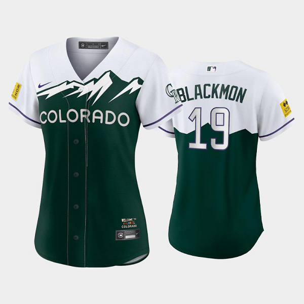 Women's #19 Charlie Blackmon Colorado Rockies Replica Green 2022 City Connect MLB Jersey