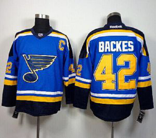 St. Louis Blues #42 David Backes Light Blue Home Stitched NHL Jersey