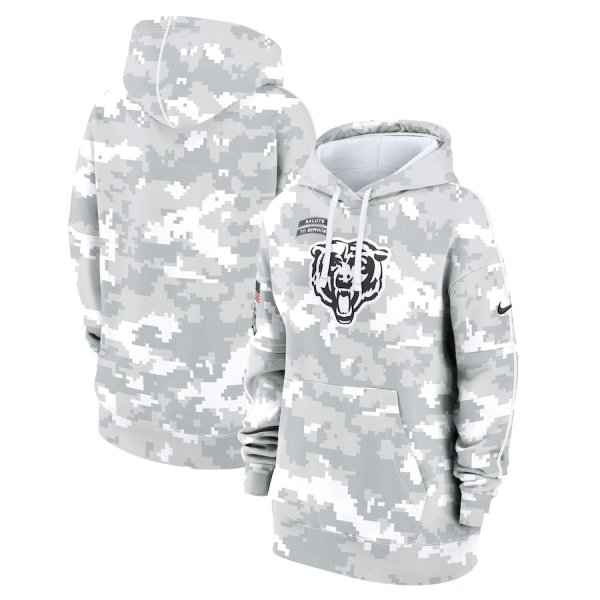 Youth Nike Arctic Camo Chicago Bears 2024 Salute To Service Club Fleece Pullover Hoodie