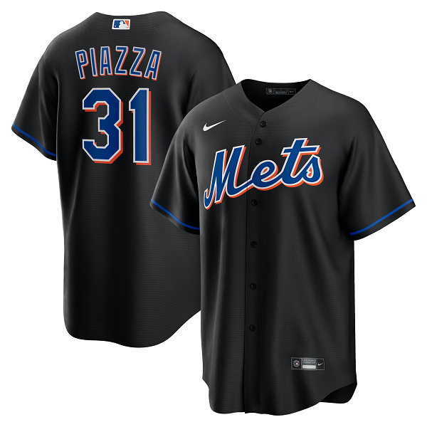 Men's New York Mets #31 Mike Piazza Nike Black 2022 Alternate Player Jersey