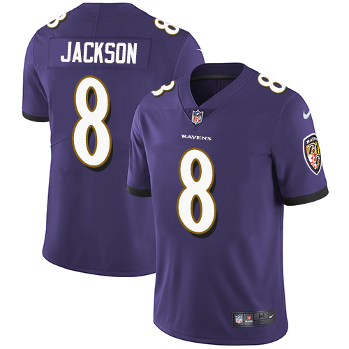 Nike Baltimore Ravens #8 Lamar Jackson Purple Team Color Men's Stitched NFL Vapor Untouchable Limited Jersey