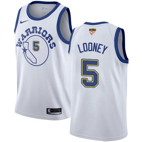 Men's Nike Golden State Warriors #5 Kevon Looney White Throwback The Finals Patch Swingman Hardwood Classics NBA Jersey