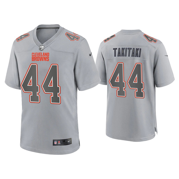 Men's Cleveland Browns Sione Takitaki Gray Atmosphere Fashion Game Jersey