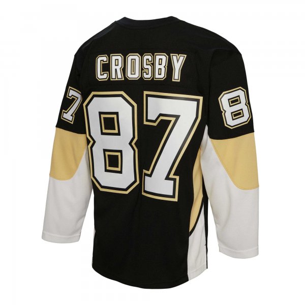 Men's Pittsburgh Penguins Sidney Crosby Mitchell & Ness Black Captain Patch 2008/09 Blue Line Player Jersey