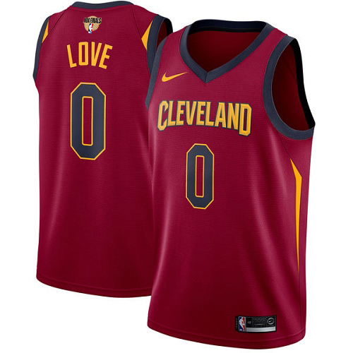 Men's Nike Cleveland Cavaliers #0 Kevin Love Red The Finals Patch Swingman Icon Edition NBA Jersey