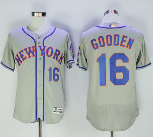 New York Mets #16 Dwight Gooden Grey Flexbase Collection Stitched MLB Jersey