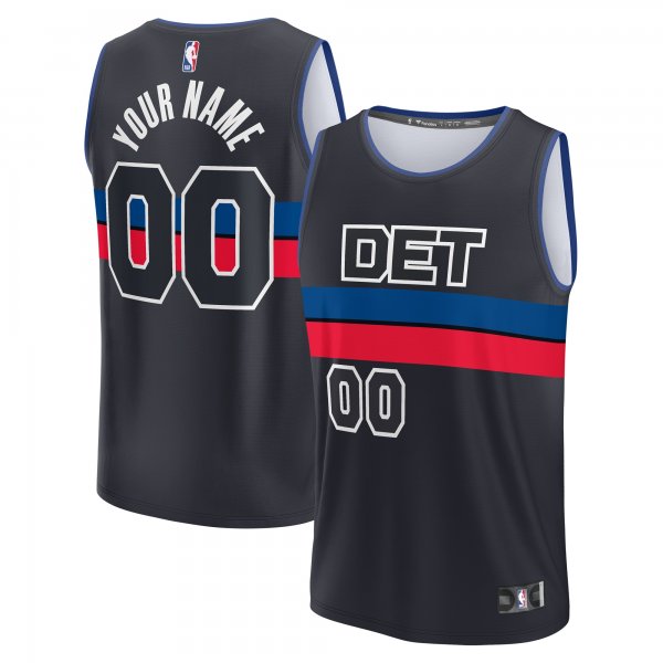 Men's Detroit Pistons  Fanatics Charcoal Fast Break Custom Jersey - Statement Edition