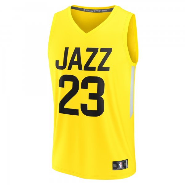 Youth Utah Jazz Lauri Markkanen Fanatics Yellow Fast Break Player Jersey - Icon Edition