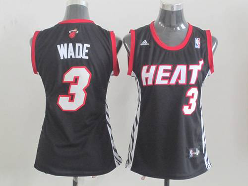 Miami Heat #3 Dwyane Wade Black Women's Road Stitched NBA Jersey