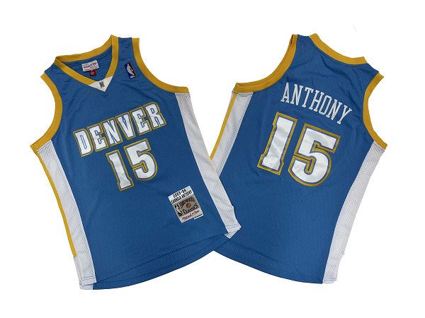 Men's Denver Nuggets #15 Carmelo Anthony 2003-04 Light Blue Mitchell and Ness NBA Jersey