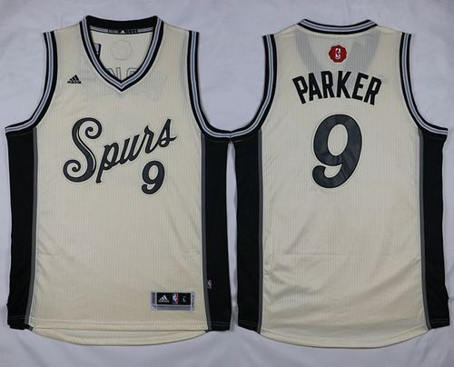 Men's San Antonio Spurs #9 Tony Parker Cream 2015-2016 Christmas Day Stitched NBA Jersey