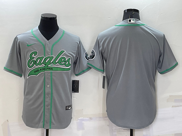 Men's Philadelphia Eagles Blank Grey Stitched Baseball Cool Base Jersey