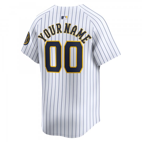 Men's Milwaukee Brewers  Nike White  Alternate Limited Custom Jersey