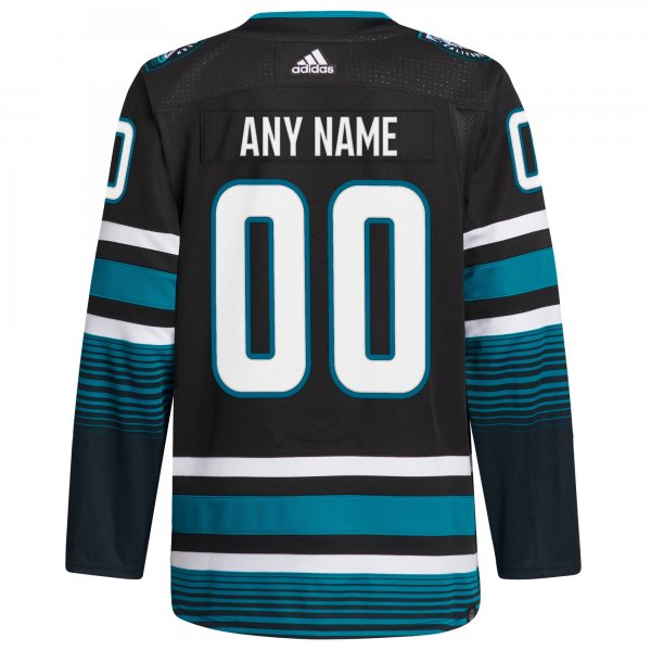 Men's San Jose Sharks adidas Black Alternate Primegreen Custom Jersey