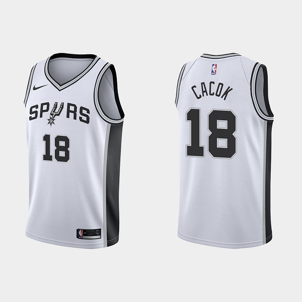 Men's San Antonio Spurs #18 Devontae Cacok Association Edition White NBA Jersey Swingman