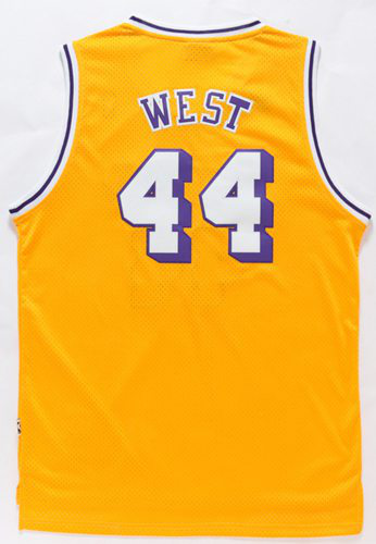 Men's Los Angeles Lakers #44 Jerry West Gold Throwback Stitched NBA Jersey