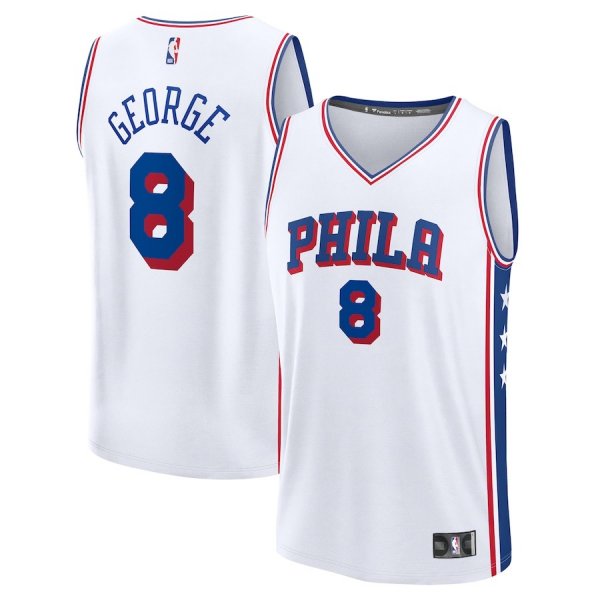 Youth Philadelphia 76ers #8 Paul George White Fast Break Jersey