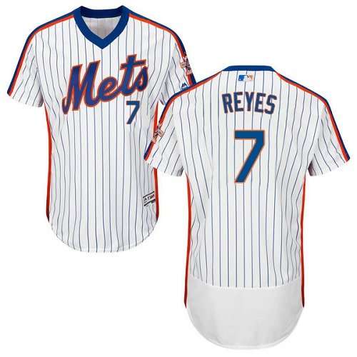 New York Mets #7 Jose Reyes White(Blue Strip) Flexbase Collection Alternate Stitched MLB Jersey