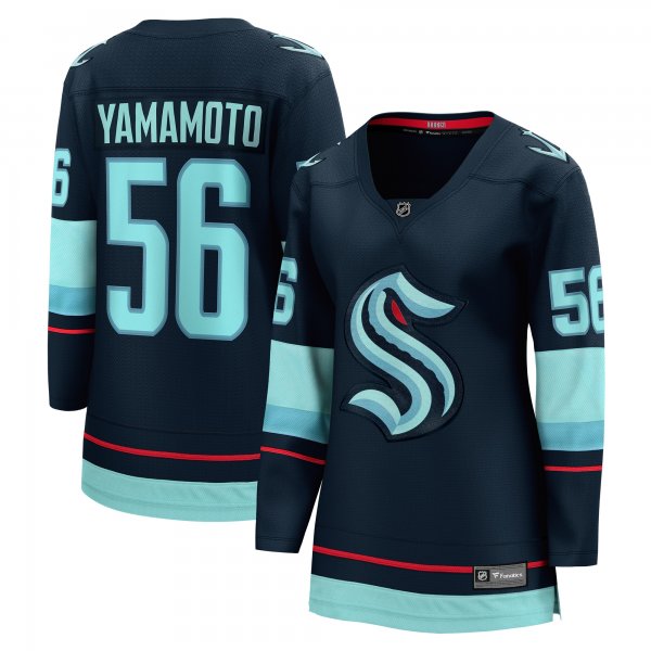 Women's Seattle Kraken Kailer Yamamoto Fanatics Deep Sea Blue Home Breakaway Player Jersey