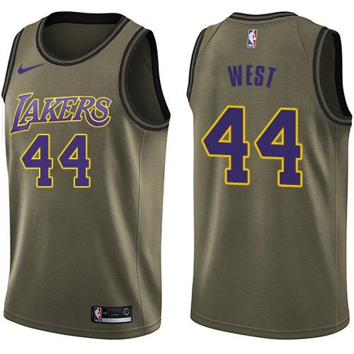 Nike Men's Los Angeles Lakers #44 Jerry West Green Salute to Service Swingman NBA Jersey