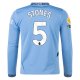 Puma Manchester City John Stones Home Long Sleeve Jersey w/ EPL + No Room For Racism Patch 24/25 (Team Light/Marine Blue)