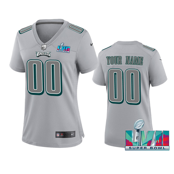 Women's Philadelphia Eagles Custom Gray Super Bowl LVII Atmosphere Jersey