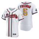 Men's Atlanta Braves Freddie Freeman White 2022 Gold Program 4-Time World Series Champions Flex Base Jersey