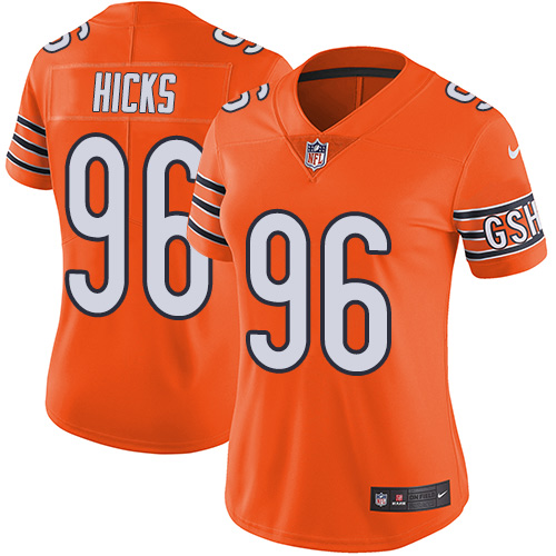 Nike Chicago Bears #96 Akiem Hicks Orange Women's Stitched NFL Limited Rush Jersey