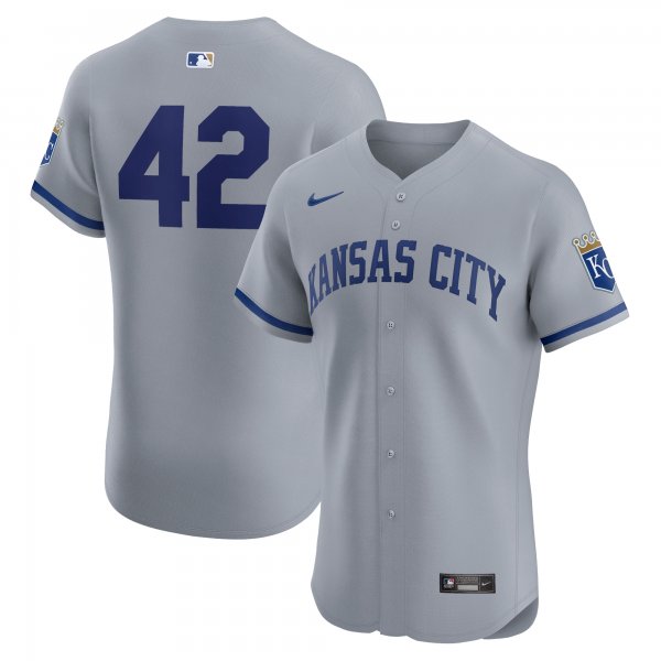 Men's Kansas City Royals Nike Gray Road 2024 Jackie Robinson Day Elite Jersey