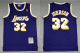 Men's Los Angeles Lakers #32 Magic Johnson Purple Gold NBA Hardwood Classics Soul Swingman Throwback Jersey