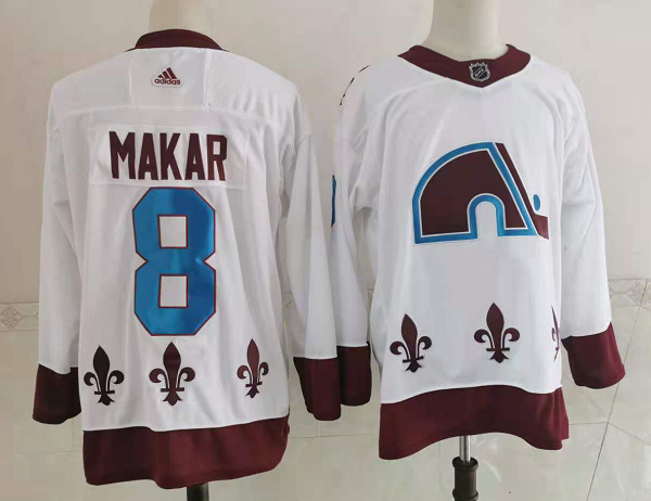 Men's Colorado Avalanche #8 Cale Makar White 2021 Retro Stitched NHL Jersey