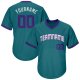 Men's Custom Aqua Purple-White Authentic Throwback Rib-Knit Baseball Jersey Shirt