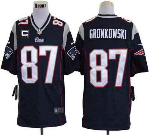 Nike New England Patriots #87 Rob Gronkowski Navy Blue Team Color With C Patch Men's Stitched NFL Game Jersey