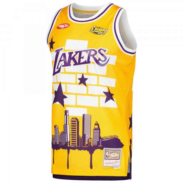 Men's Los Angeles Lakers Mitchell & Ness x Tats Cru Gold Hardwood Classics Fashion Jersey