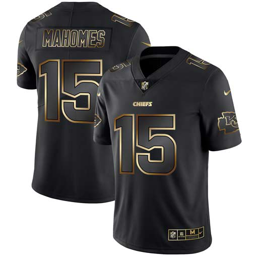 Men's Nike Kansas City Chiefs #15 Tyreek Hill Black Gold Vapor Untouchable Limited NFL Jersey