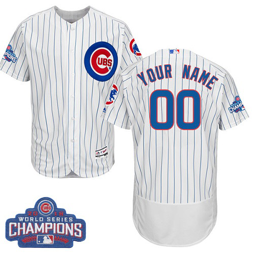 Chicago Cubs White 2016 World Series Champions Flex Base Men's Customized MLB Jersey